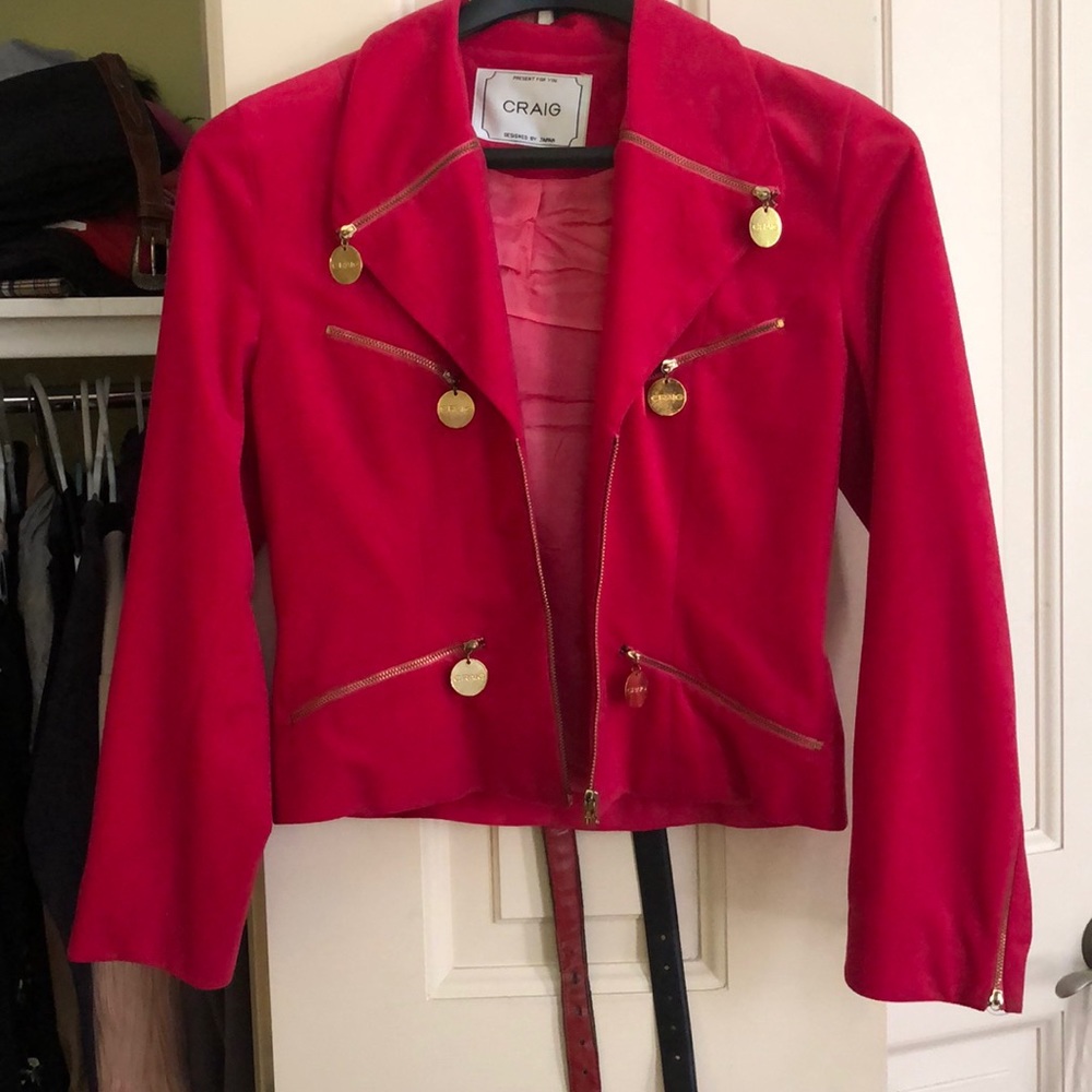 Vintage Craig velvet hot pink jacket